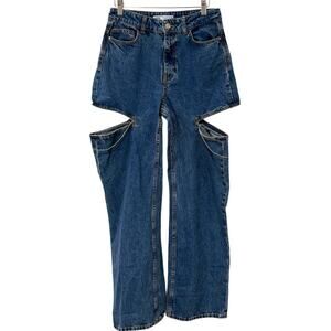 Zara | Jeans Cut Out Thigh Rhinestone Chain Blogger Favorite Trendy- Size 4